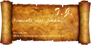 Tomcsányi Janka névjegykártya